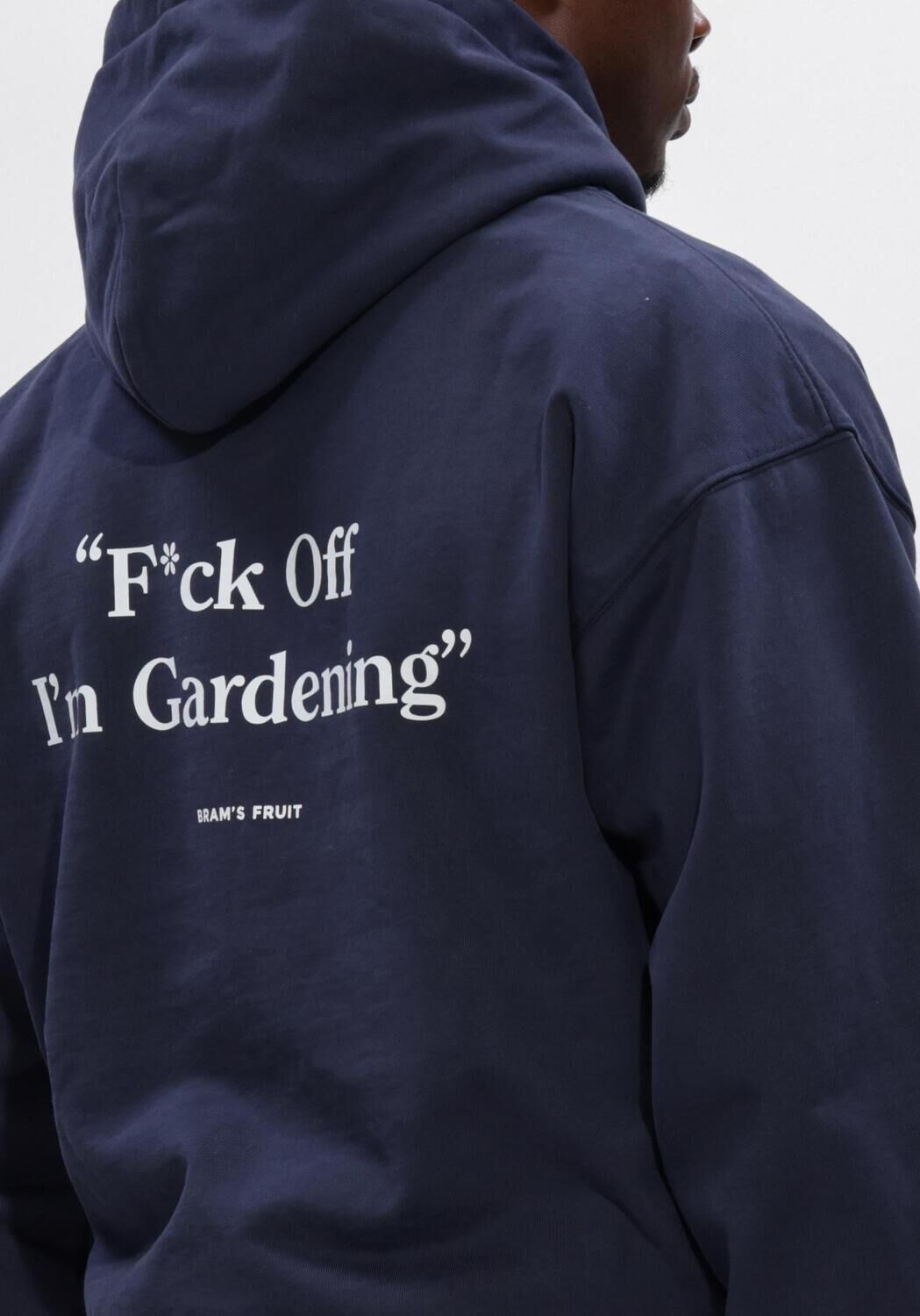 Donkerblauwe BRAM'S FRUIT Sweater F*CK OFF I'M GARDENING HOODIE - large