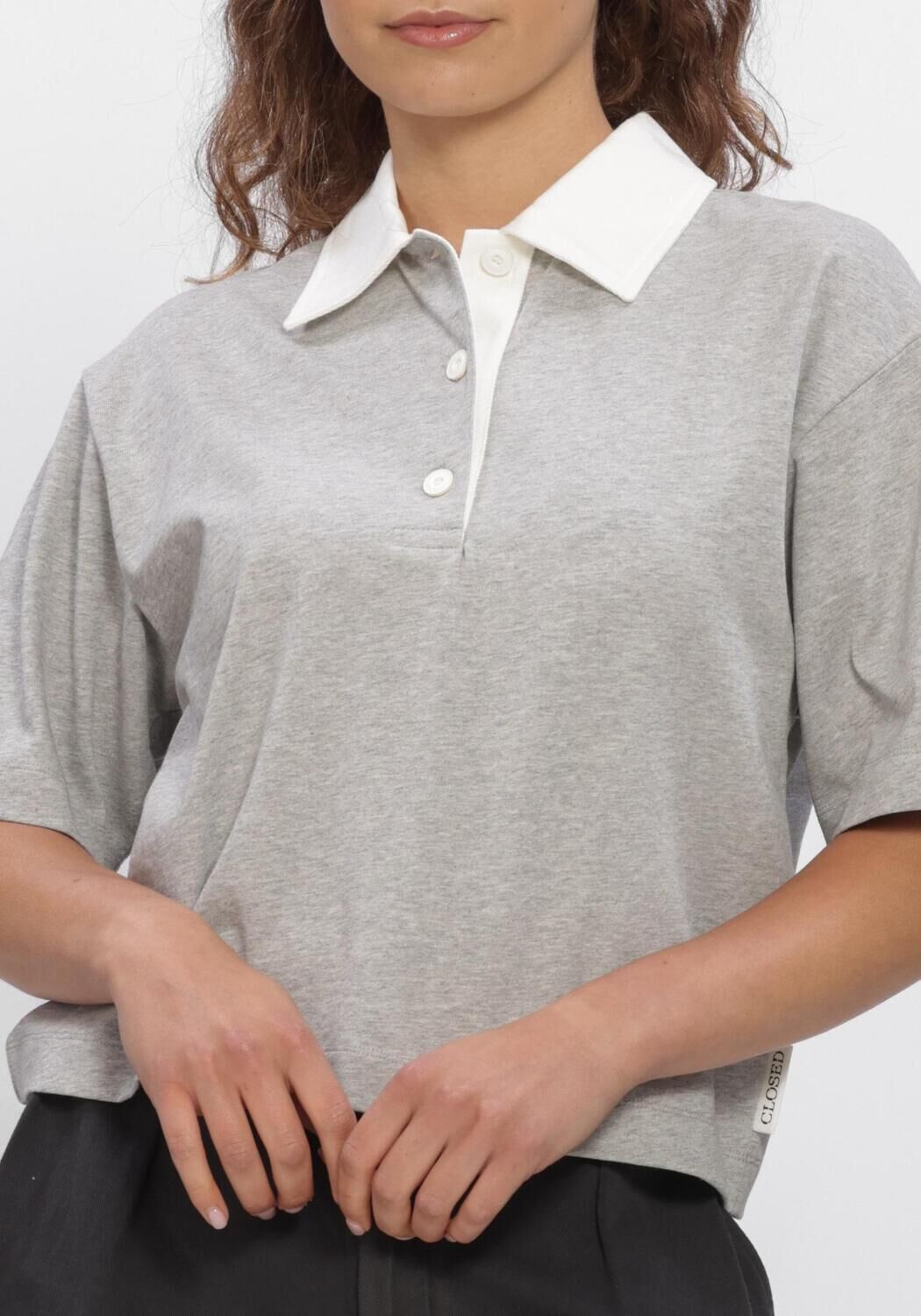 Grijze CLOSED Tops & T-shirts CROPPED RUGBY - large
