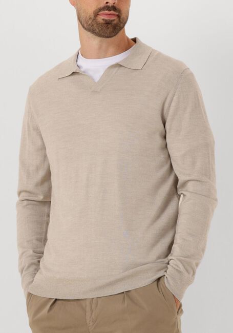 Beige PROFUOMO Polo POLO OPEN COLLAR LS MERINO - large