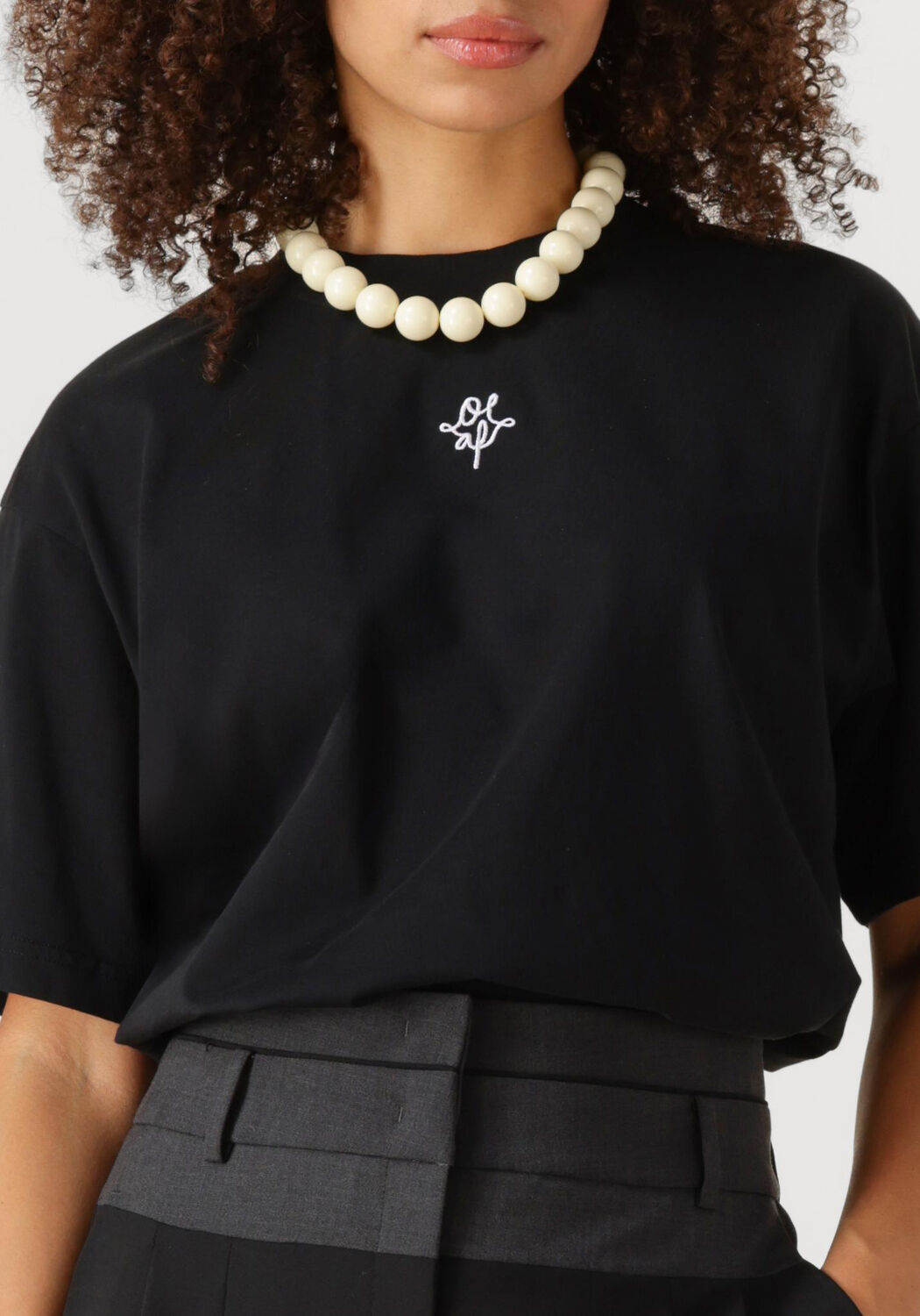 Zwarte OLAF HUSSEIN T-shirt WMN MONOGRAM REGULAR TEE - large