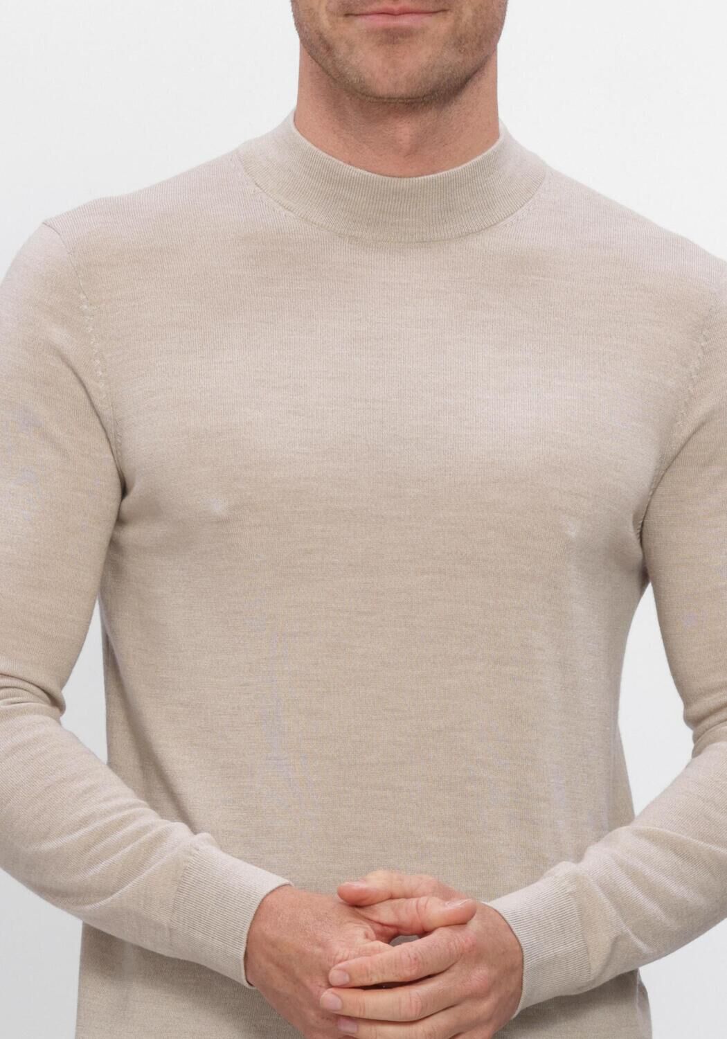 Beige PROFUOMO Trui PULLOVER MOCK NECK EXTRAFINE MERINO - large