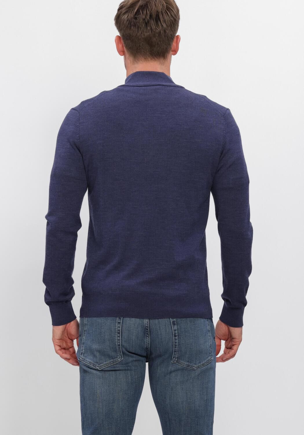Donkerblauwe PROFUOMO Trui PULLOVER HALF ZIP EXTRAFINE MERINO - large