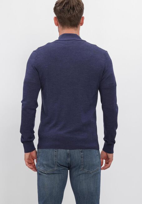 Donkerblauwe PROFUOMO Trui PULLOVER HALF ZIP EXTRAFINE MERINO - large