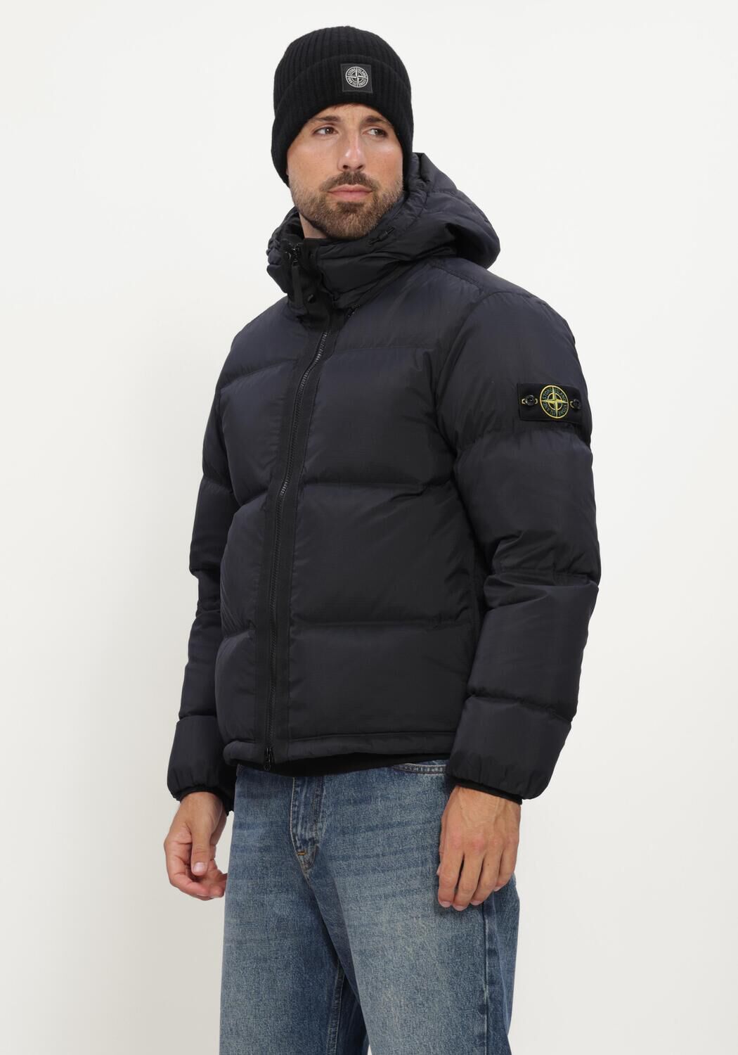 Zwarte STONE ISLAND Gewatteerde jas JACKET S0483 - large