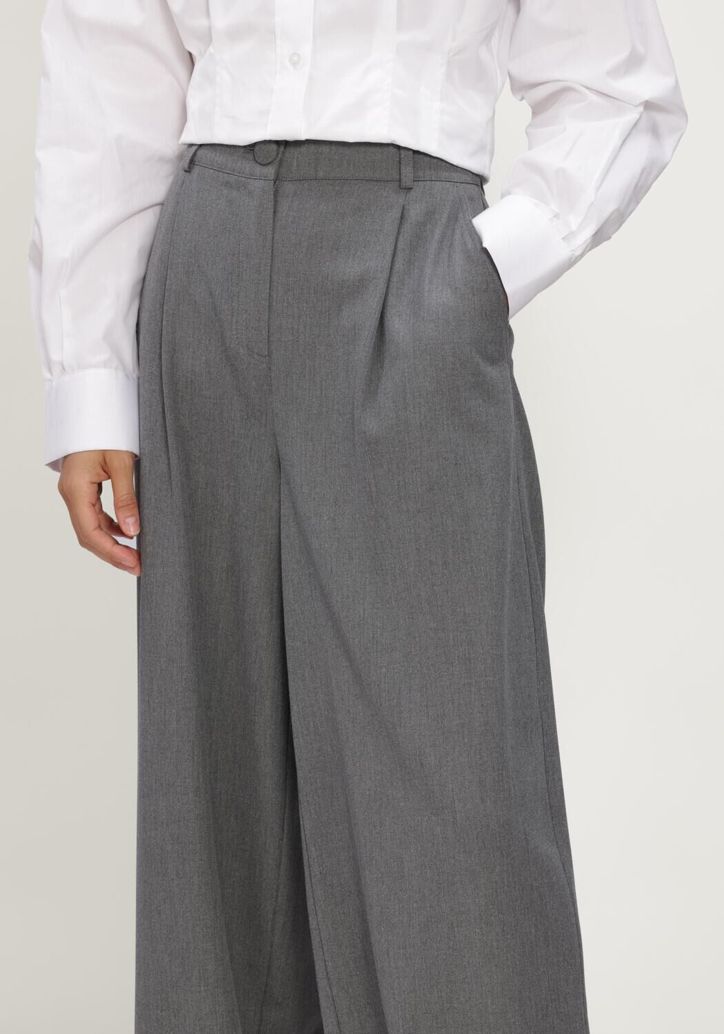 Grijze JANICE Broeken BROEK RECHTE WIJDE PIJP - large