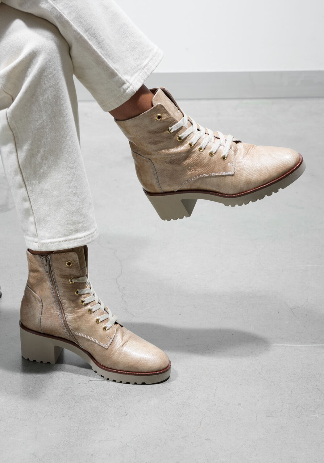 Veterboots Boots Met Tasje Beige DL SPORT Veterboots 6410 Assem