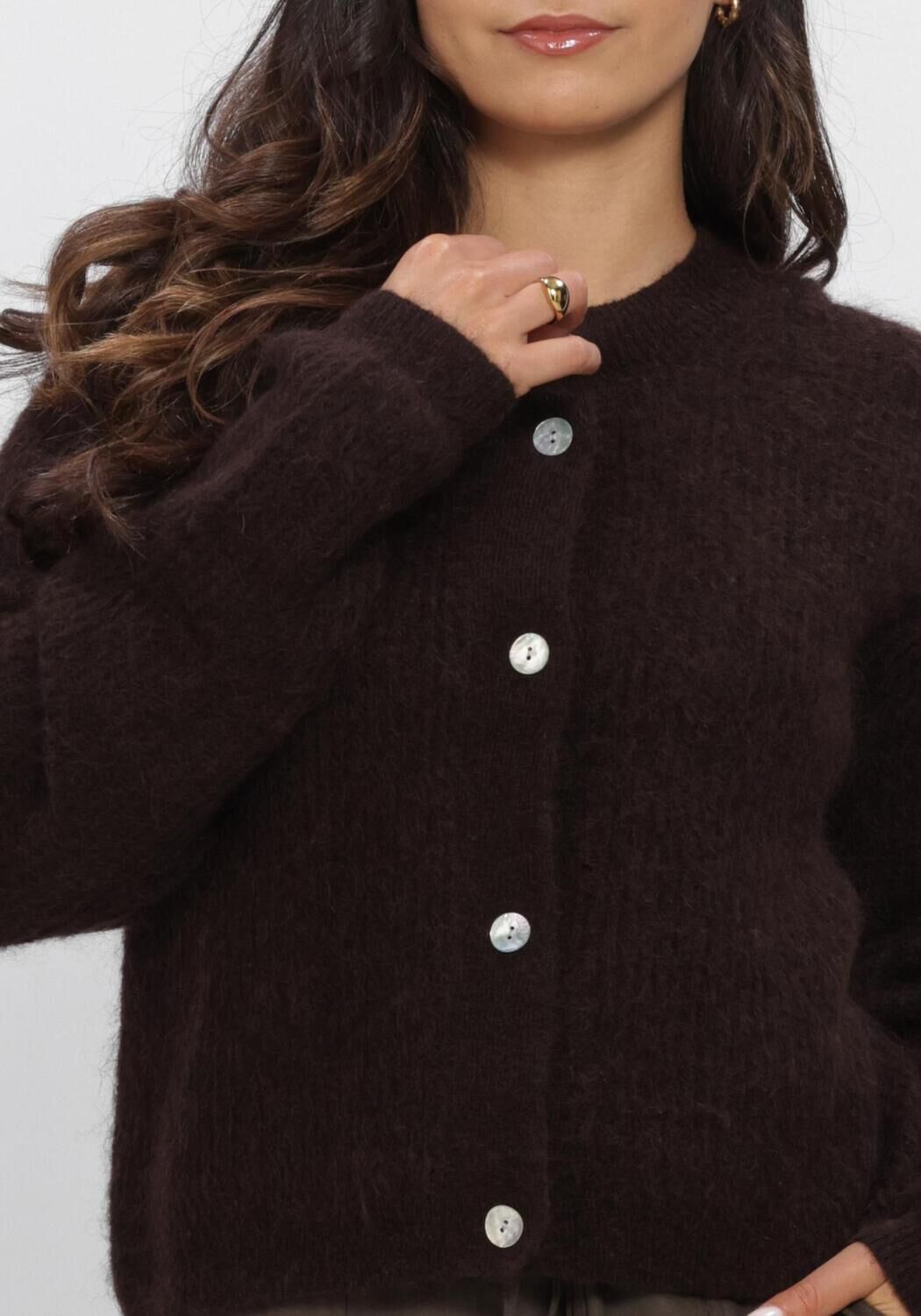 Bruine SECOND FEMALE Vest ANDREA KNIT RIB LS CARDIGAN - large