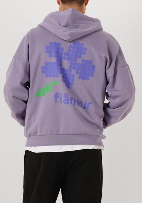 Paarse FLANEUR Sweater PIXEL FLOWER ZIP UP - large