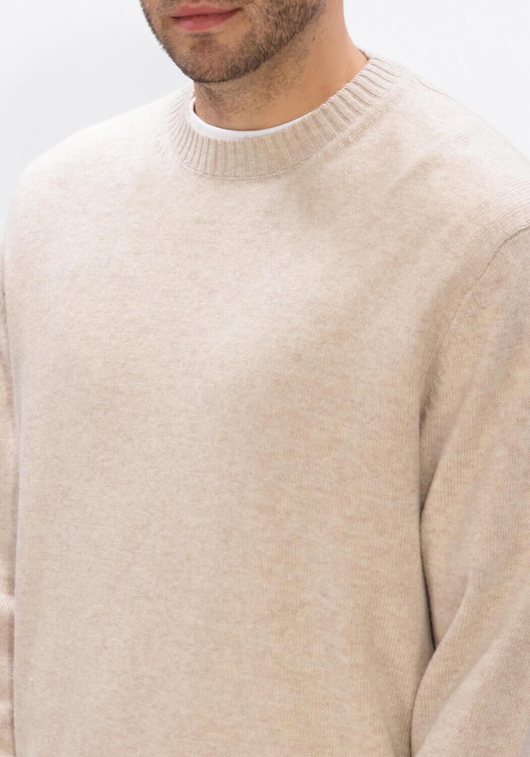 Beige OLAF HUSSEIN Trui ESSENTIAL KNITTED CREWNECK - large