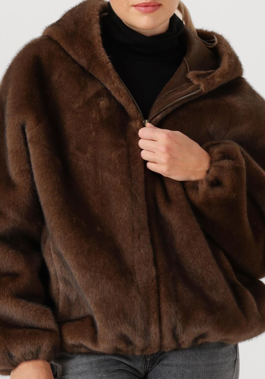 Bruine ALTER EGO Faux fur jas JADA - large