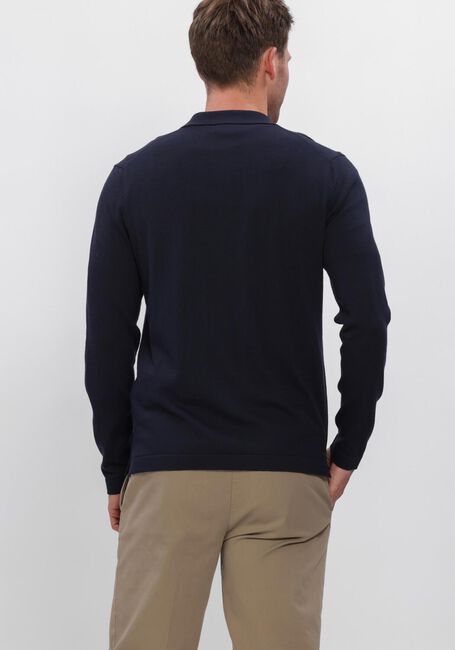 Donkerblauwe PROFUOMO Trui POLO FULL BUTTON LS EXTRAFINE MERINO - large