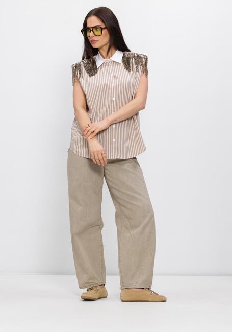 Beige DANTE6 Blouses RHOBIN SLEEVELESS FRINGE DETAI SHIRT - large