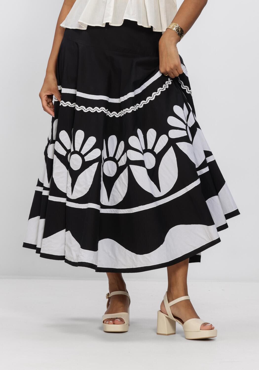 Antik Batik Midirok Dames Cadix Skirt, Maat: S, Kleur: Zwart afbeelding 1