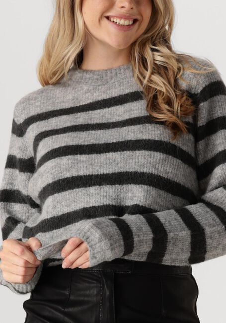 Grijze MOS MOSH Trui THORA STRIPE CREWNECK KNIT - large