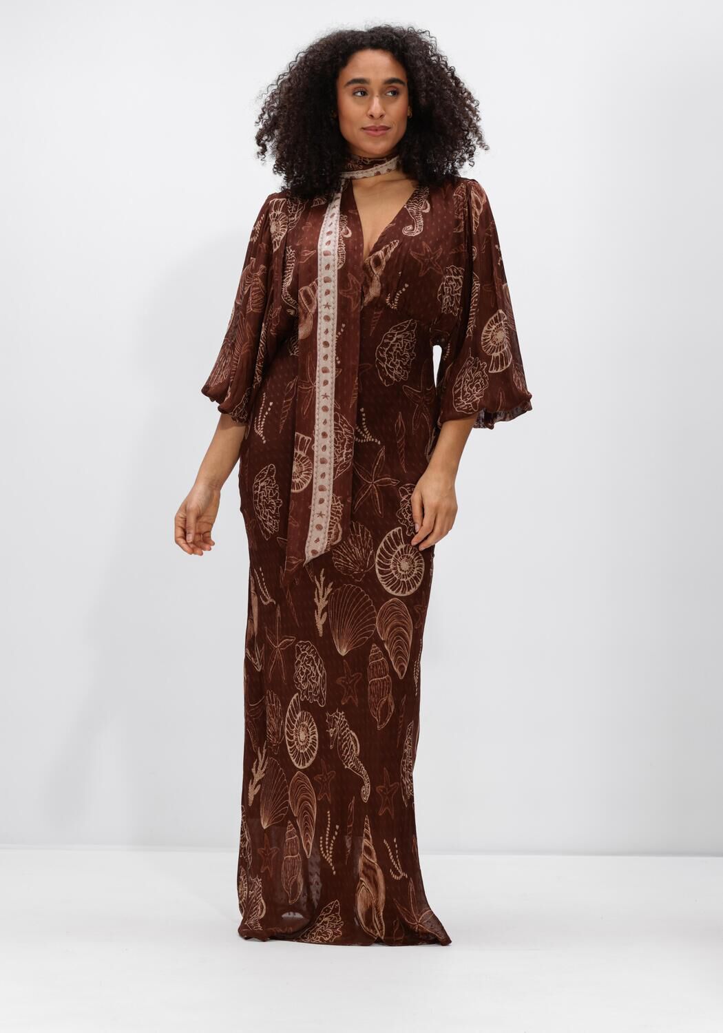Ibana Maxi Jurk Dames Danoli Shell, Maat: 36, Kleur: Bruin afbeelding 1