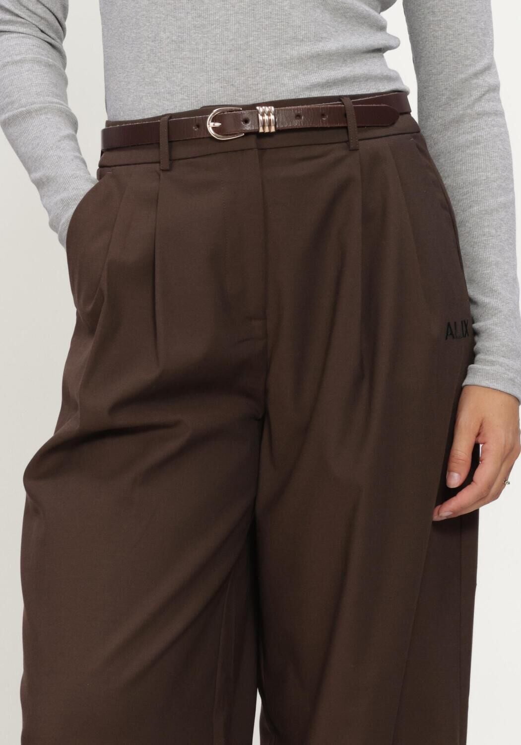 Bruine ALIX THE LABEL Wijde broek LADIES WOVEN WIDE LEG PANTS - large