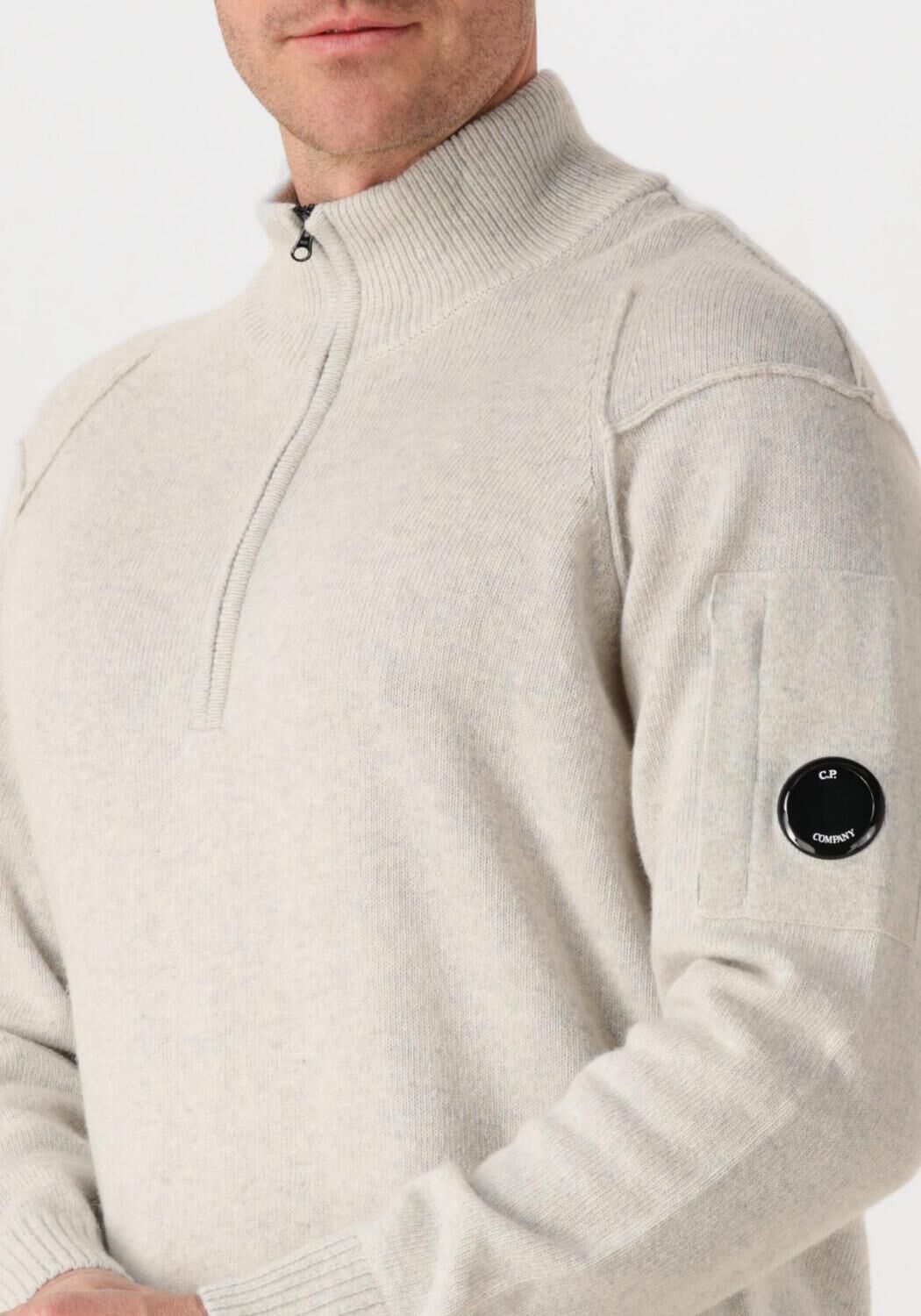 Gebroken wit CP COMPANY Trui KNITWEAR POLO COLLAR IN LAMBSWOOL GRS - large