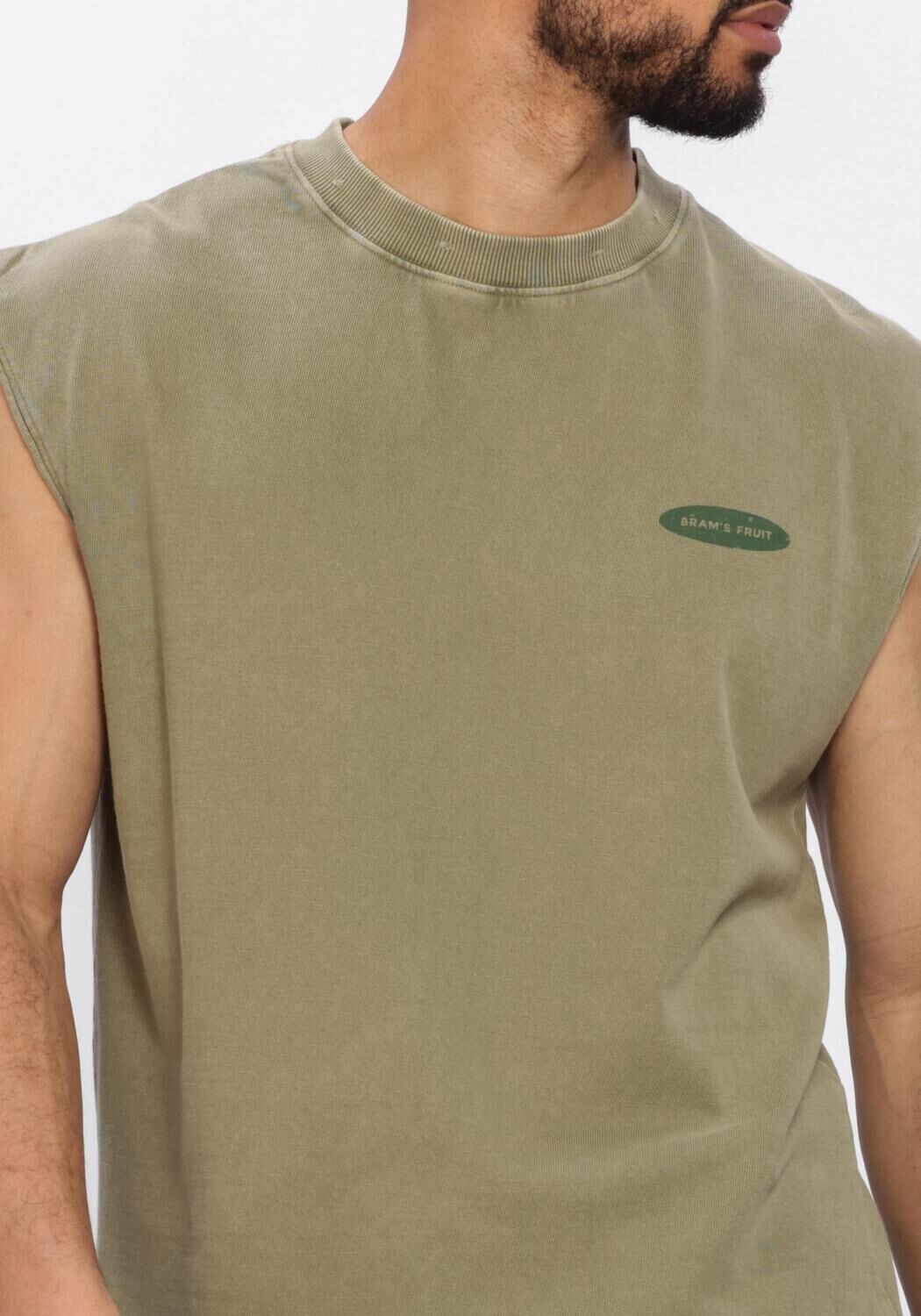 Khaki BRAM'S FRUIT Polo &ldquo;F*CK OFF&rdquo; SLEEVLESS T-SHIRT DISTRESSED - large