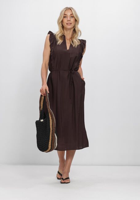Bruine CO'COUTURE Maxi jurk HERACC FRILL SS V-DRESS - large