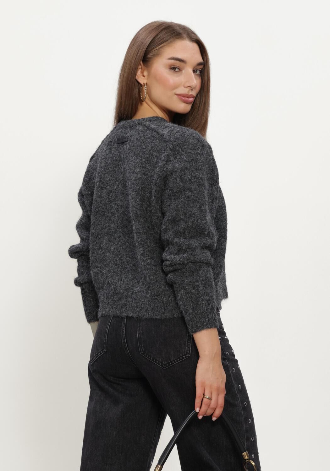 Antraciet HAUTE L'AMITI&Eacute; Trui DARCIA REVERSE CROP POCKET KNIT - large