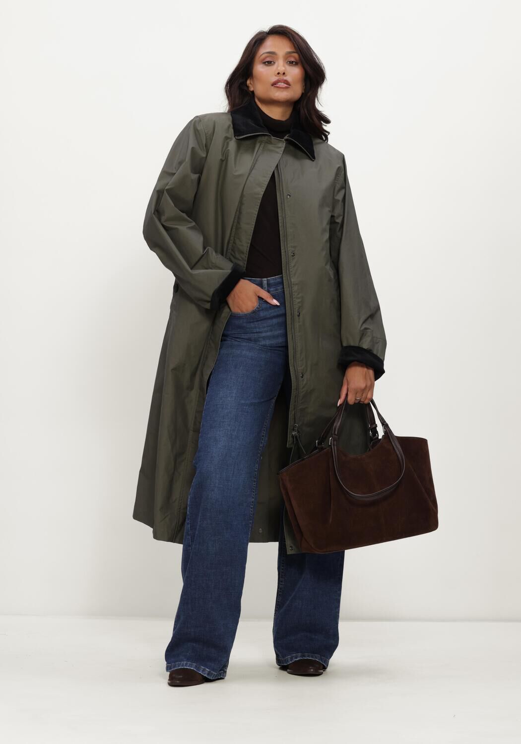 Groene WOOLRICH Mantel WAXED COAT - large