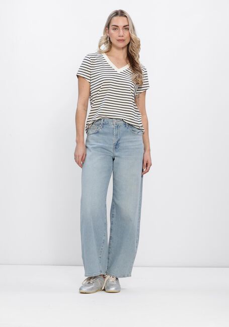 Ecru MOS MOSH T-shirt MMKALA V-SS STRIPE TEE - large