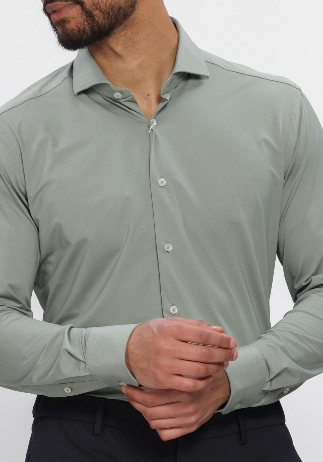 Groene XACUS Klassiek overhemd 11460 ACT520ML - large