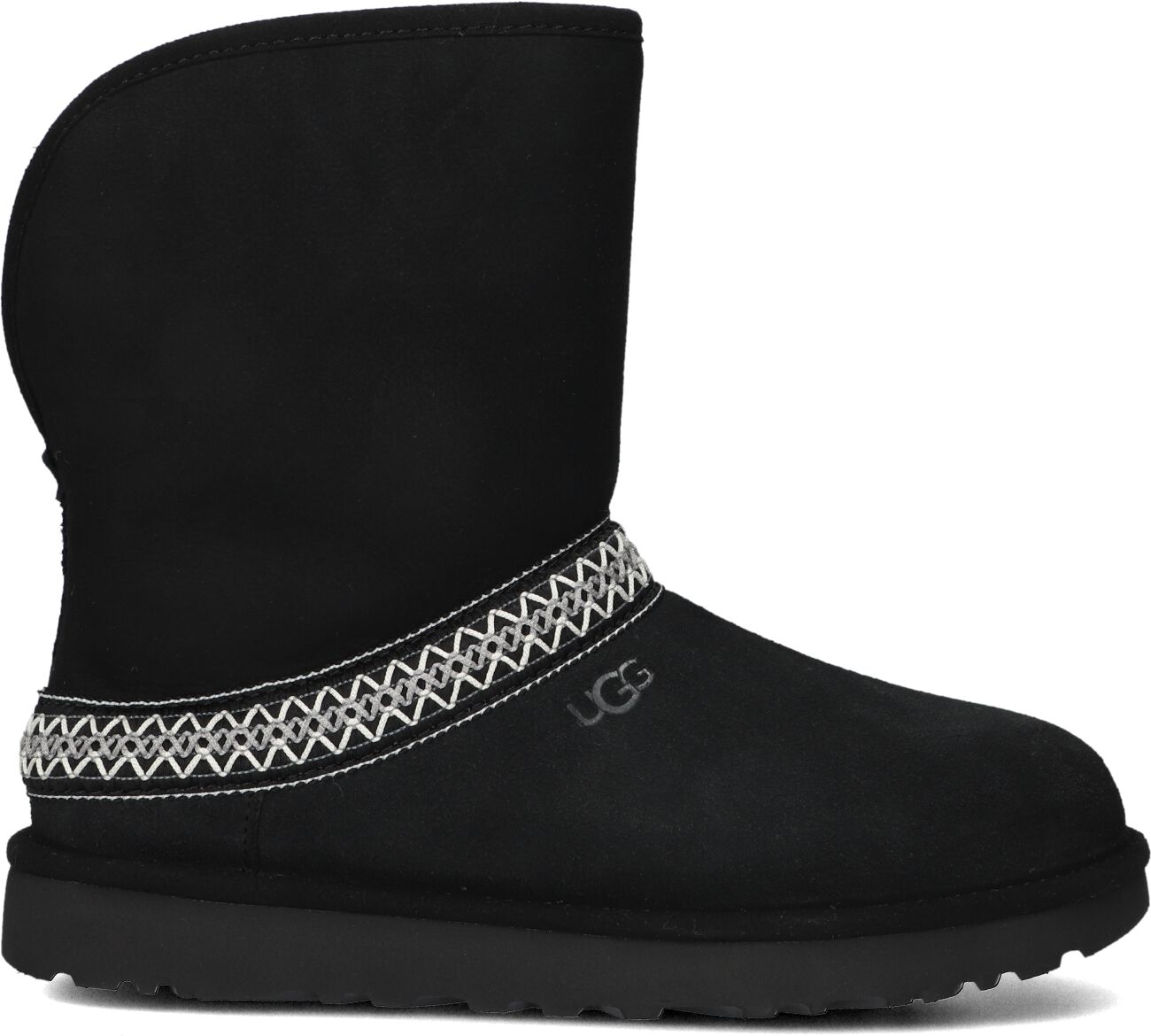 UGG Vachtlaarzen Dames Classic Short Crescent, Maat: 39, Materiaal: Suède, Kleur: Zwart