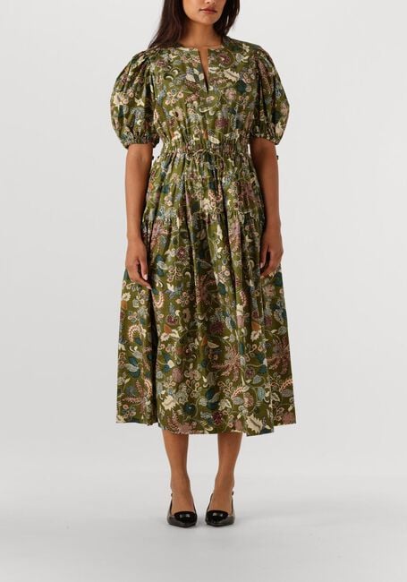 Groene ULLA JOHNSON Midi jurk ADRIANA SHORT SLEEVE MIDI DRESS - large