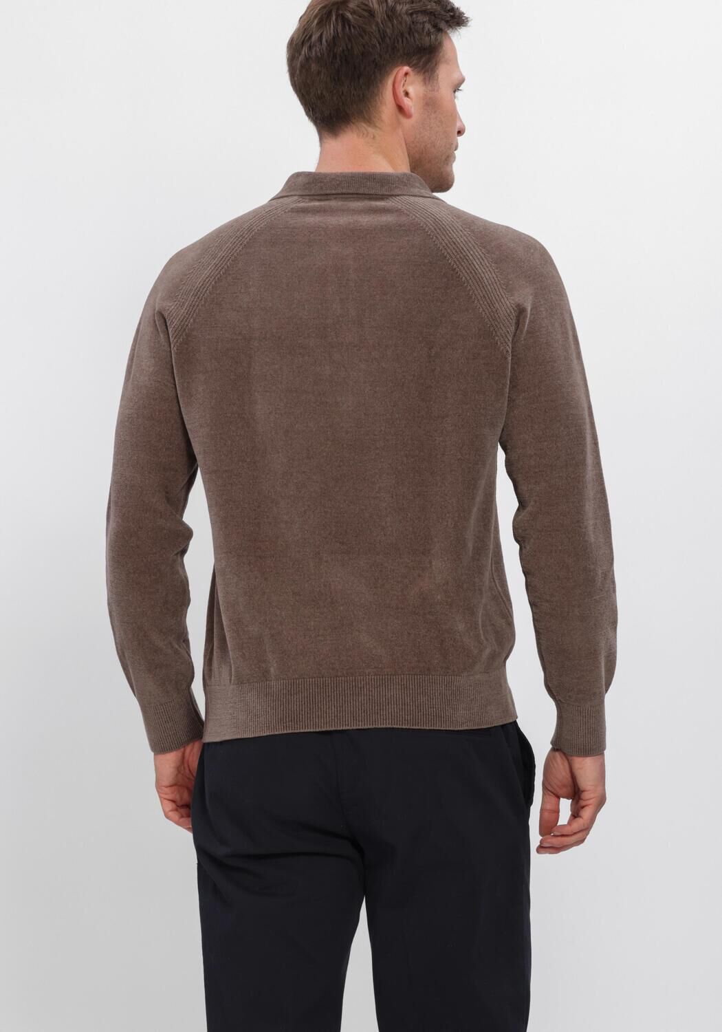 Bruine PROFUOMO Trui POLO LS CHENILLE - large