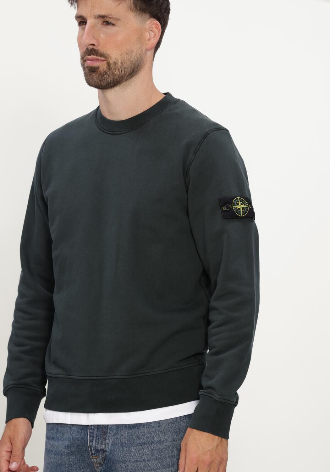 Donkergroene STONE ISLAND Trui SWEATSHIRT S0051 - large