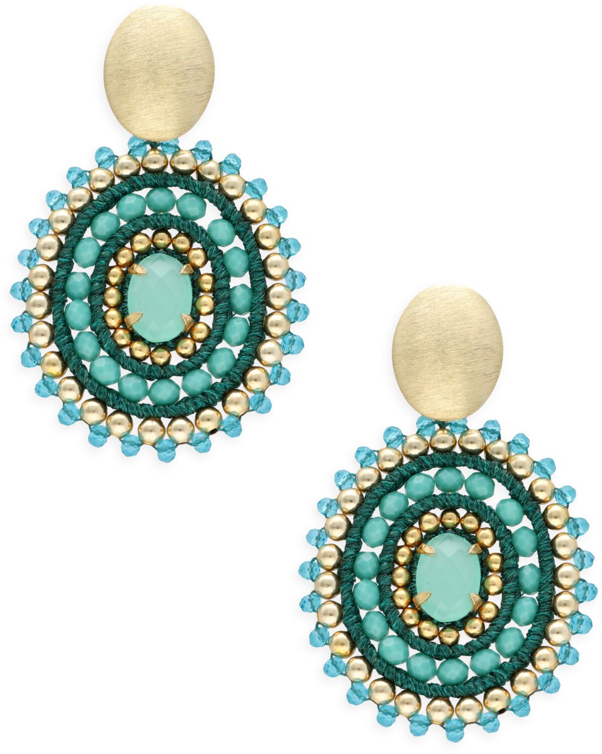 LOTT. gioielli Oorbellen Dames Ce Si Filled Oval 3 Rings W/ Stone M, Kleur: Blauw afbeelding 1