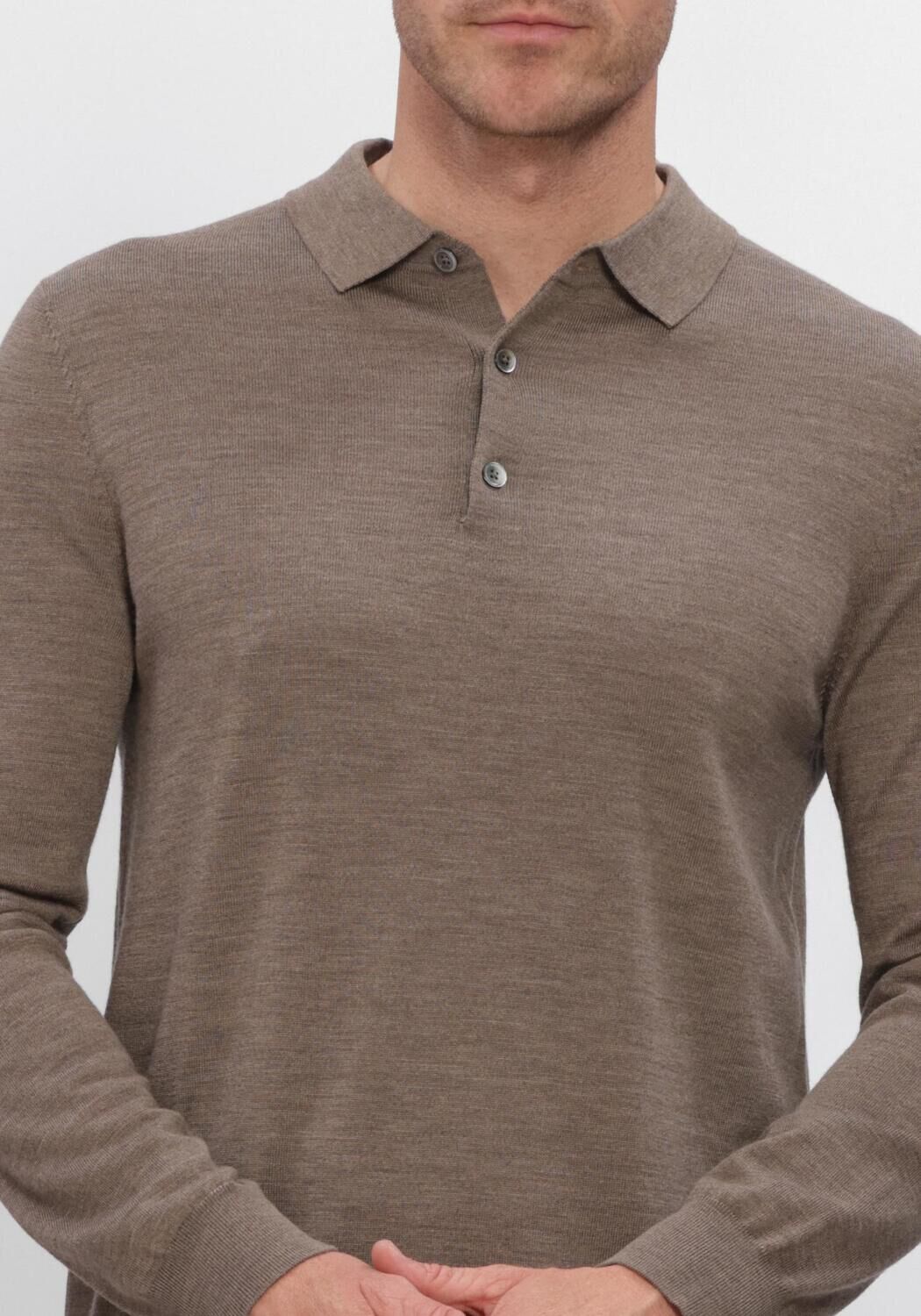 Taupe PROFUOMO Trui POLO LS EXTRAFINE MERINO - large