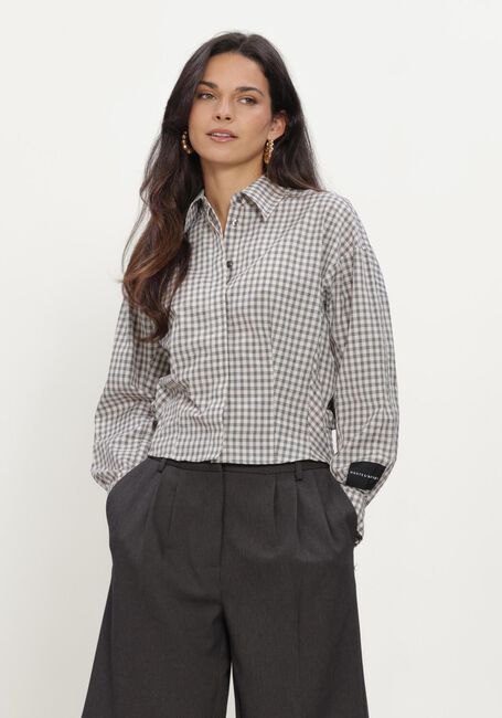 Grijze HAUTE L'AMITI&Eacute; Blouses MIMOSA CHECK SMOCK SHIRT - large