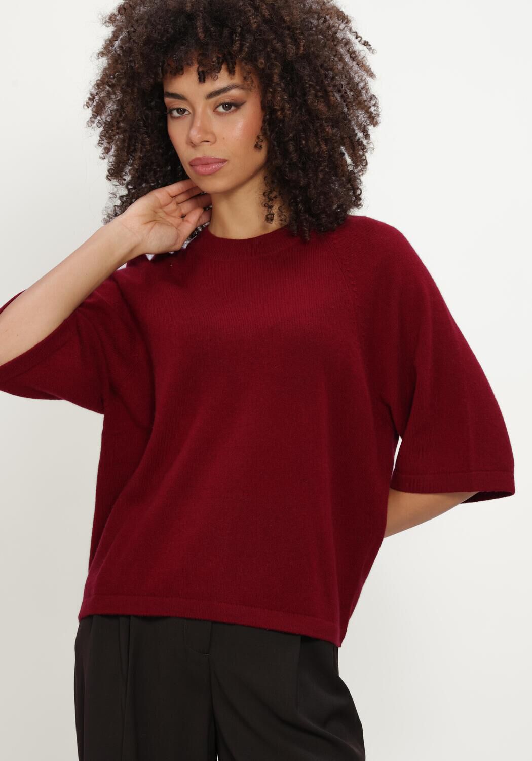 Bordeaux ABSOLUT CASHMERE T-shirt LEANA - large