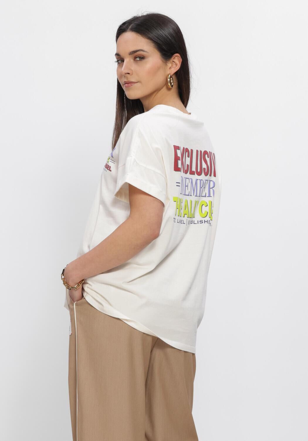 Ecru ALIX THE LABEL T-shirt LADIES KNITTED ALIX CLUB T-SHIRT - large