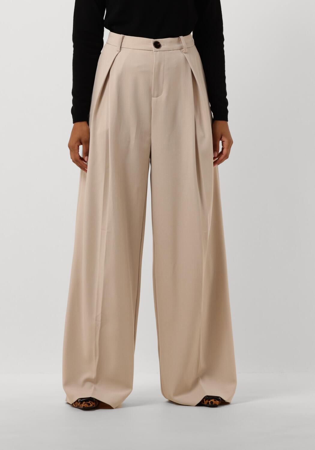 Co'Couture Pantalon Dames Nancy Pleat Pants, Maat: XS, Kleur: Beige