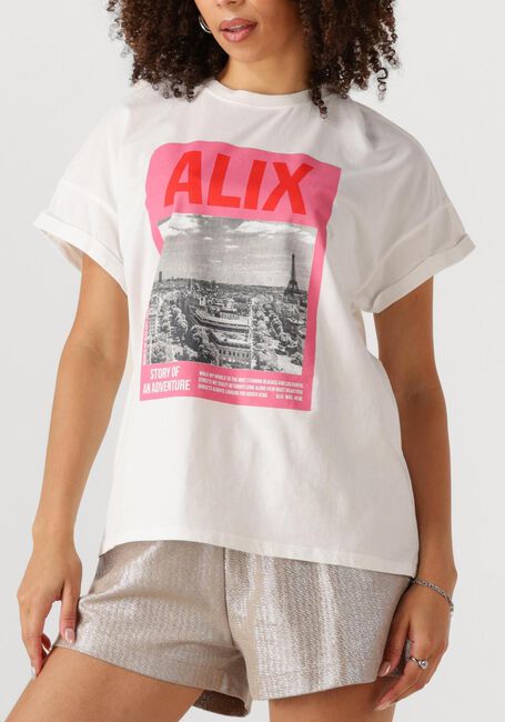 Witte ALIX THE LABEL T-shirt LADIES KNITTED PHOTOPRINT T-SHIRT - large