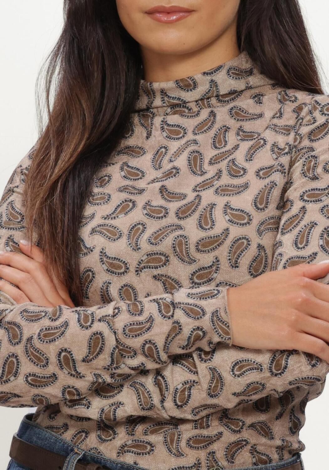 Beige LUISA CERANO Top TURTLENECK-SHIRT MIT PRINT - large
