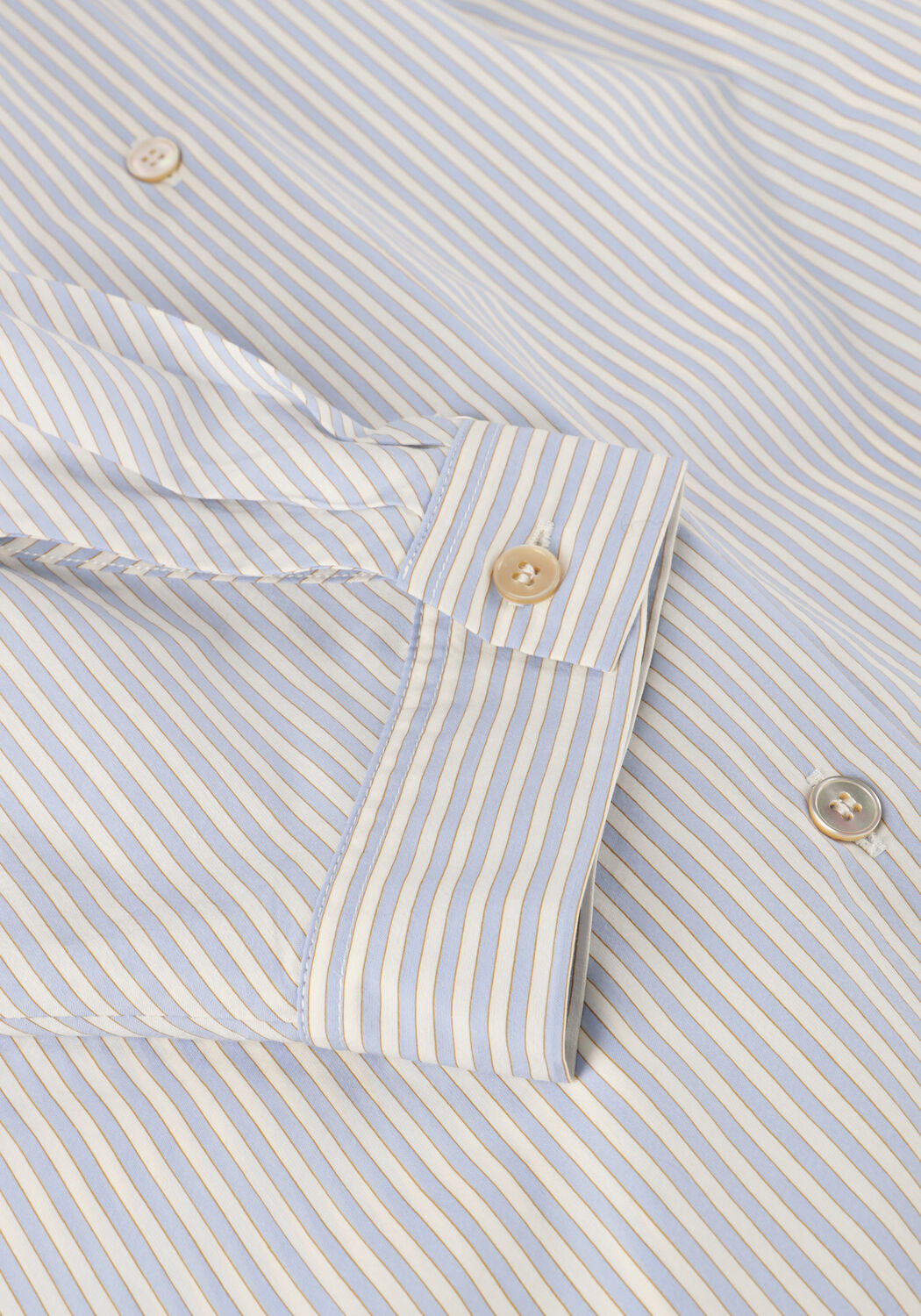 Lichtblauwe FORTE FORTE Blouses FROISSE' COTTON STRIPE BOHEMIAN SHIRT - large