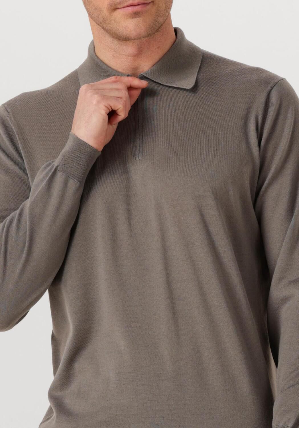 Taupe FILIPPO DE LAURENTIIS Trui POLO ZIP ML R MERINO - large