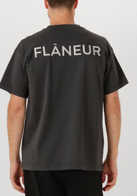 Antraciet FLANEUR T-shirt DOUBLE LOGO WASHED T SHIRT - large