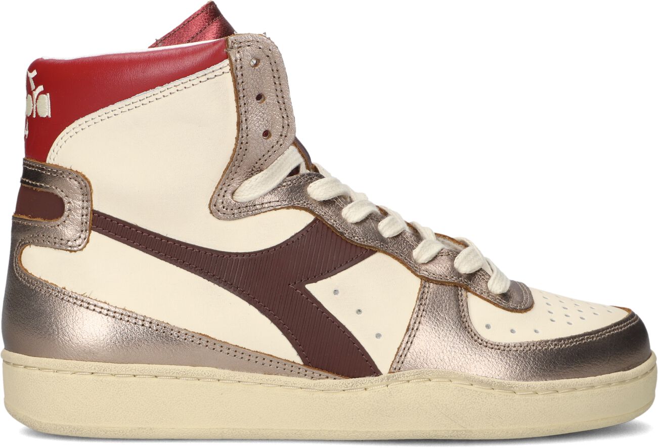 Diadora Hoge Sneakers Dames Met Mid Basket Sneaker, Maat: 38, Materiaal: Leer, Kleur: Roodbruin