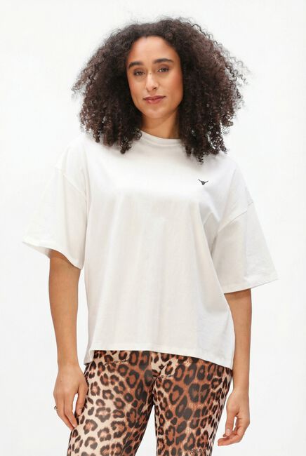 Gebroken wit ALIX THE LABEL T-shirt LADIES KNITTED BULL T-SHIRT - large