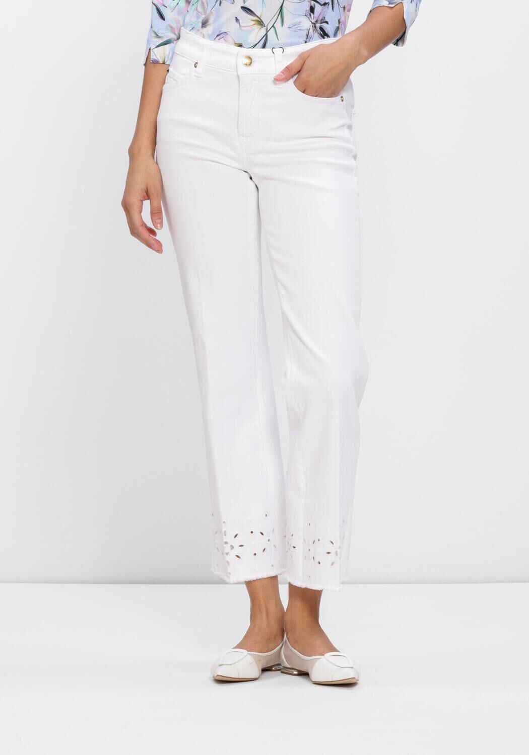 Witte CAMBIO Flared jeans FRANCESCA LOCHSTICKEREI - large