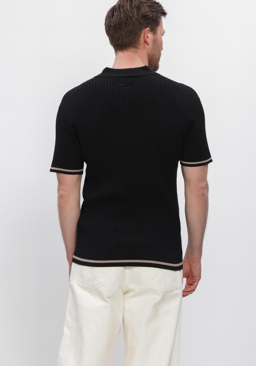 Zwarte FILLING PIECES Polo FINE KNIT POLO - large