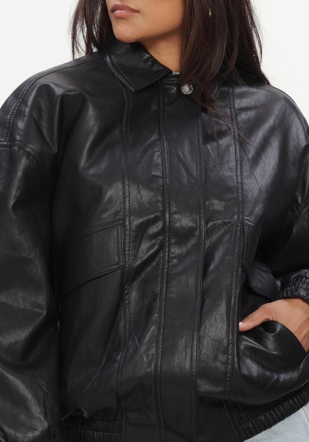 Zwarte HAUTE L'AMITI&Eacute; Jack RIZZ PU JACKET - large