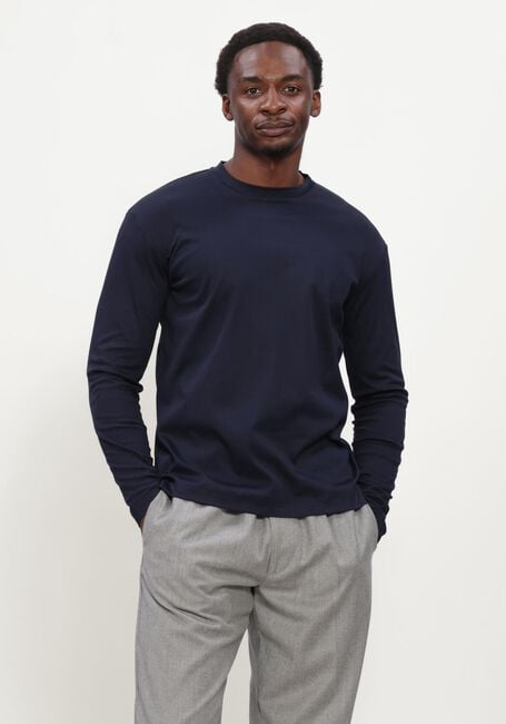 Donkerblauwe VALENZA T-shirt INTERLOCK SUPIMA T-SHIRT L/S - large