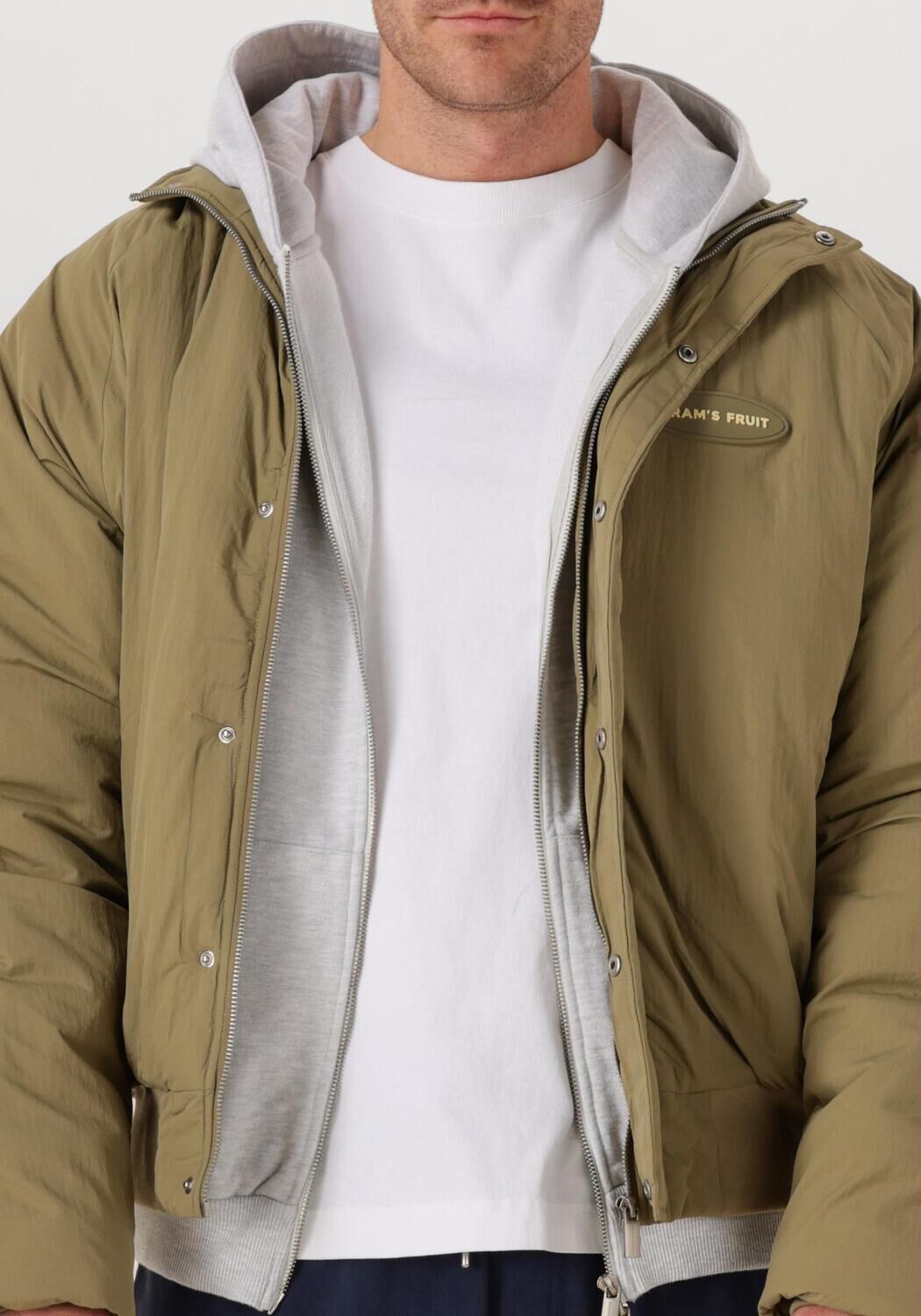 Khaki BRAM'S FRUIT Jack EMBLEM PATCH PADDED JACKET - large