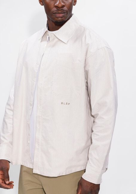 Beige OLAF HUSSEIN Casual overhemd OVERSIZED STRIPE OXFORD SHIRT - large